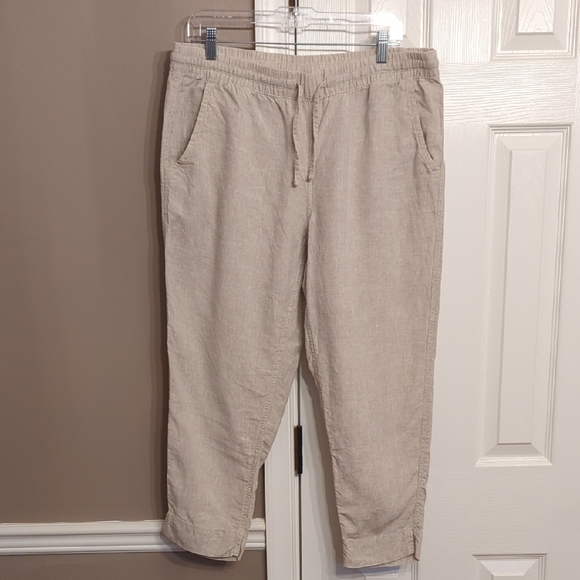 L.L. Bean Pants - L.L. Bean Women's Beige Linen Cropped Capri Pants